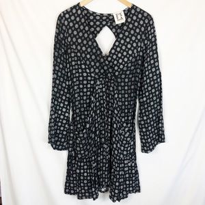 PPLA 'MARA Smock' Long Sleeve Midi Dress | Black | Size Small